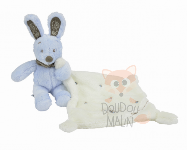  mon ami teddy lapin mouchoir bleu blanc beige étoile 